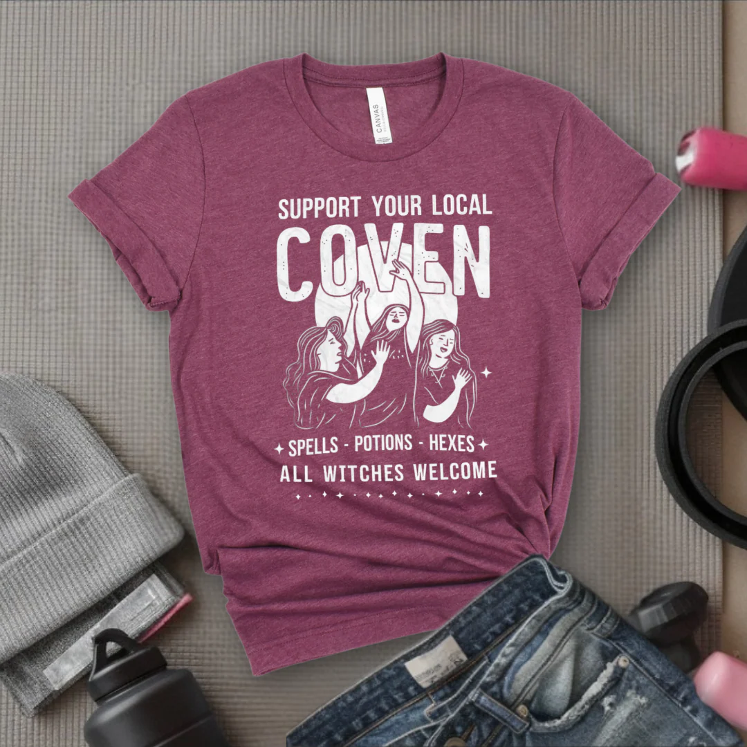 Support Your Local Coven - Retro Sarcastic T-Shirt - Women Right Shirts - Unisex Jersey Short Sleeve Shirt - Gift for Her - Bella Canvas 3001 - Image 3
