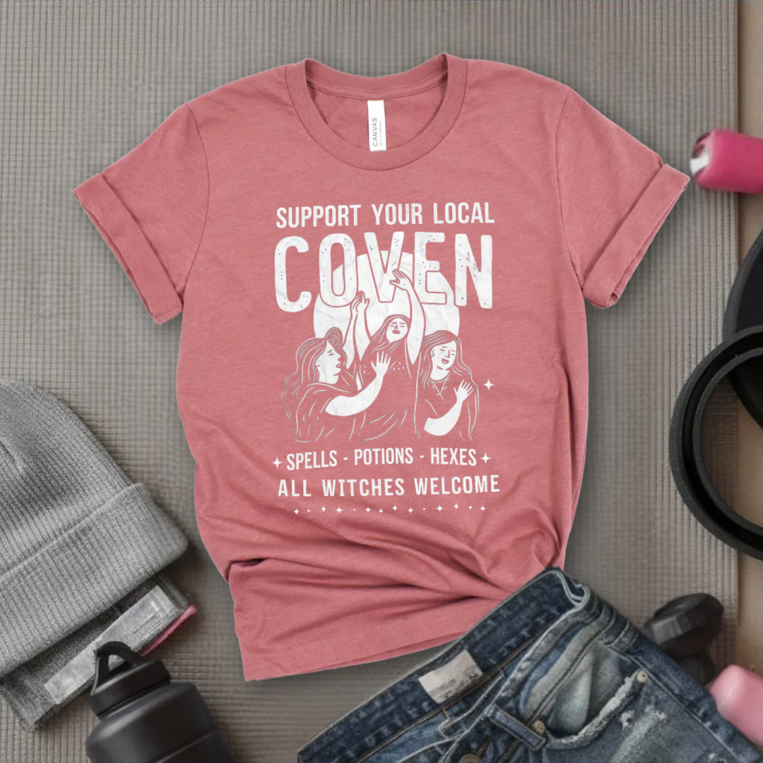 Support Your Local Coven - Retro Sarcastic T-Shirt - Women Right Shirts - Unisex Jersey Short Sleeve Shirt - Gift for Her - Bella Canvas 3001 - Image 4