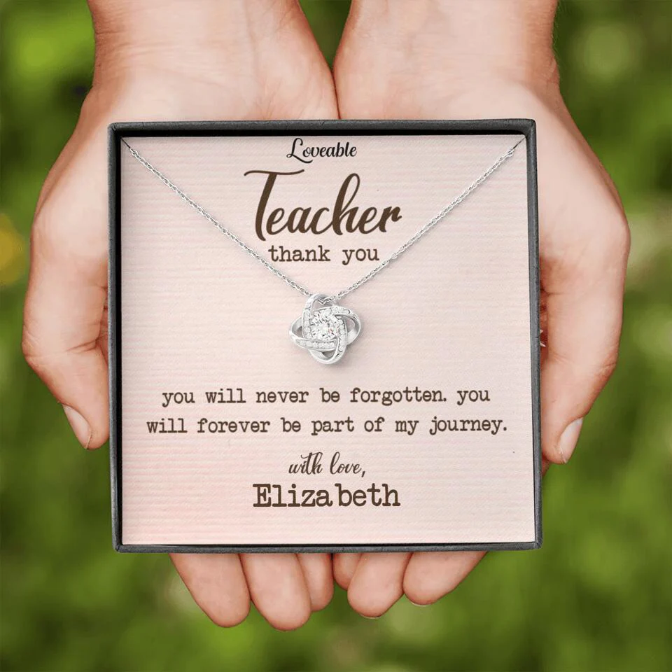 Teacher Thank You, You Will Never Be Forgotten - Personalized Necklace - Image 3