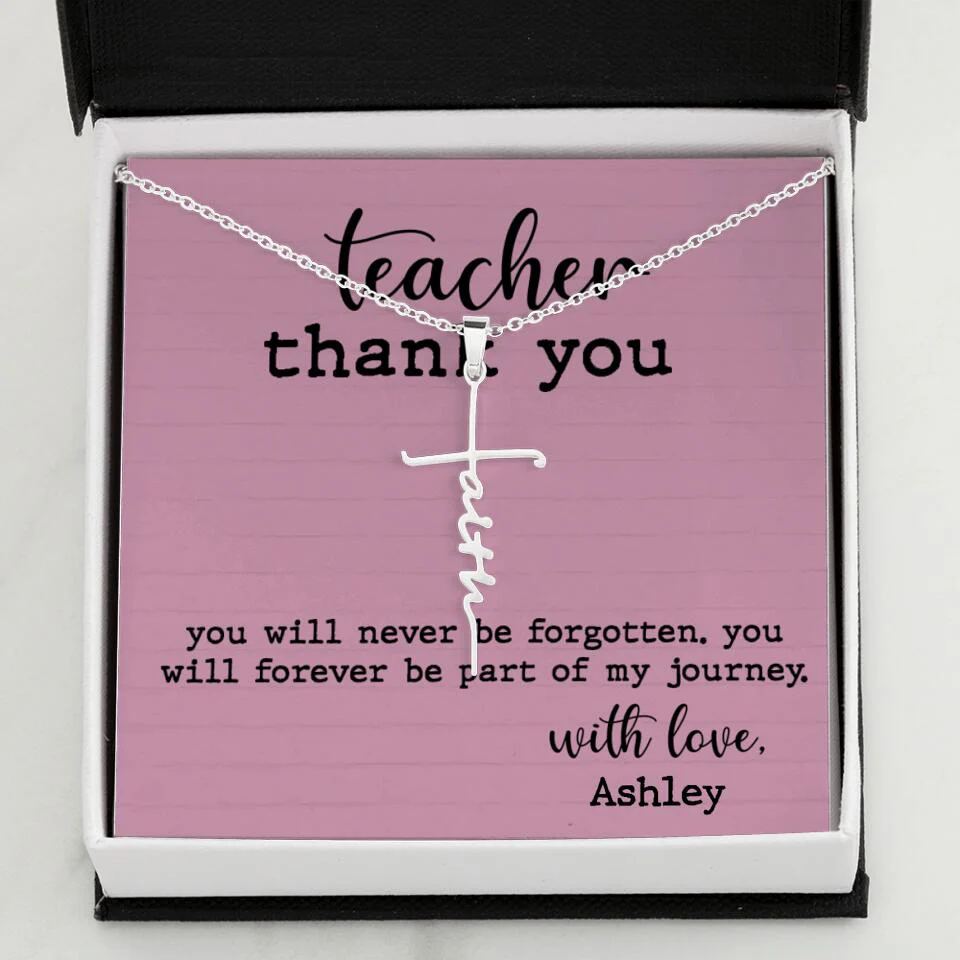 Teacher Thank You You Will Never Be Forgotten - Personalized Necklace - Image 43