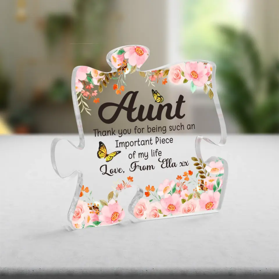 Thank Aunt For Being Such An Important Piece Of My Life - Personalized Puzzle Acrylic Plaque - Gift For Aunt - Image 2
