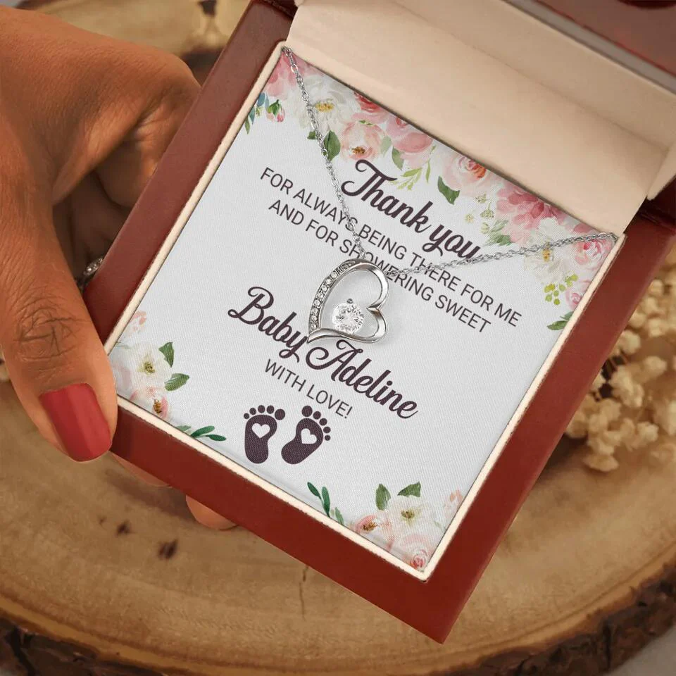 Thank You For Always Being There For Me - Personalized Love Knot Necklace - Baby Shower Hostess Thank You Gift - Image 10