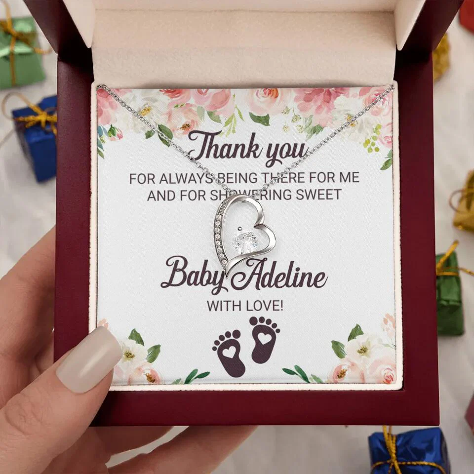 Thank You For Always Being There For Me - Personalized Love Knot Necklace - Baby Shower Hostess Thank You Gift - Image 12