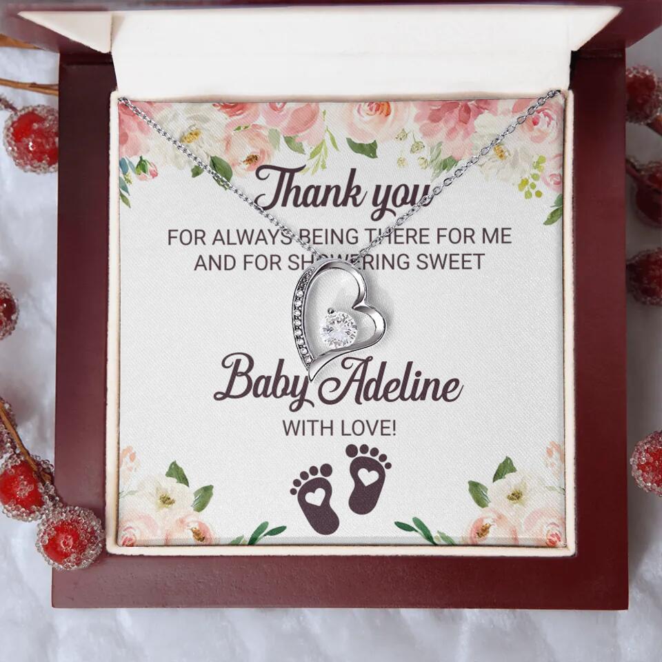 Thank You For Always Being There For Me - Personalized Love Knot Necklace - Baby Shower Hostess Thank You Gift - Image 13
