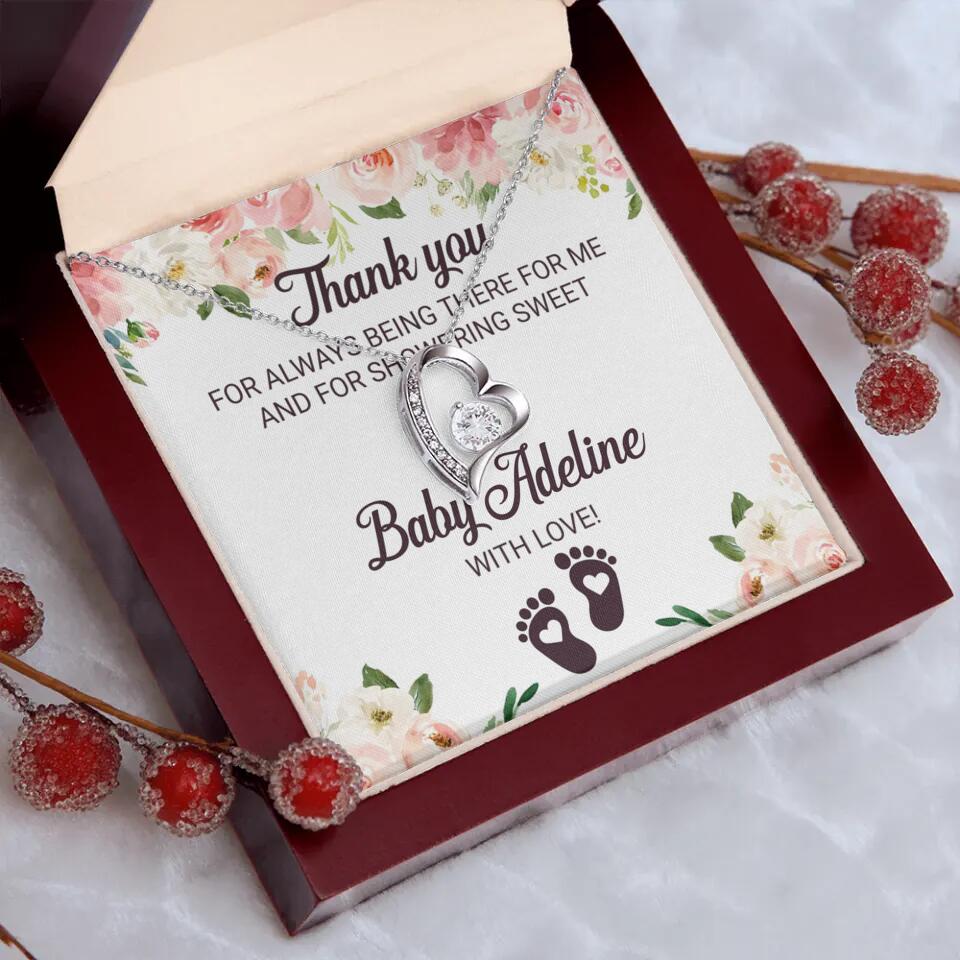 Thank You For Always Being There For Me - Personalized Love Knot Necklace - Baby Shower Hostess Thank You Gift - Image 14