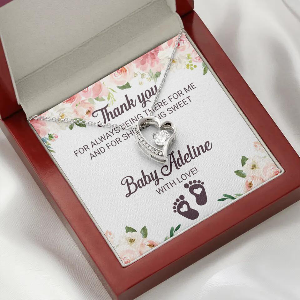 Thank You For Always Being There For Me - Personalized Love Knot Necklace - Baby Shower Hostess Thank You Gift - Image 16