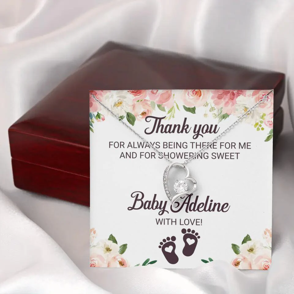 Thank You For Always Being There For Me - Personalized Love Knot Necklace - Baby Shower Hostess Thank You Gift - Image 17
