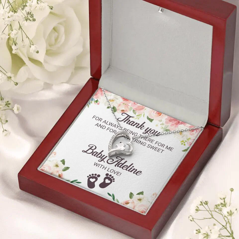 Thank You For Always Being There For Me - Personalized Love Knot Necklace - Baby Shower Hostess Thank You Gift - Image 19