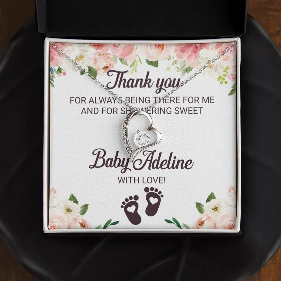 Thank You For Always Being There For Me - Personalized Love Knot Necklace - Baby Shower Hostess Thank You Gift - Image 21