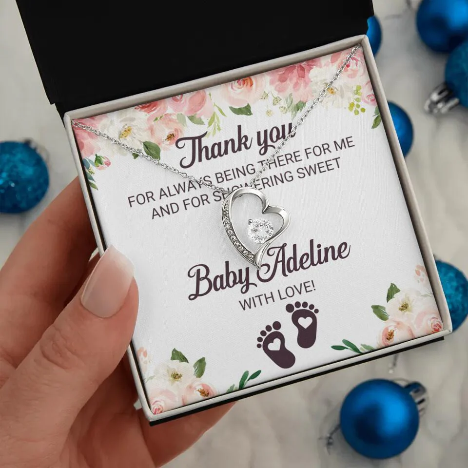 Thank You For Always Being There For Me - Personalized Love Knot Necklace - Baby Shower Hostess Thank You Gift - Image 22