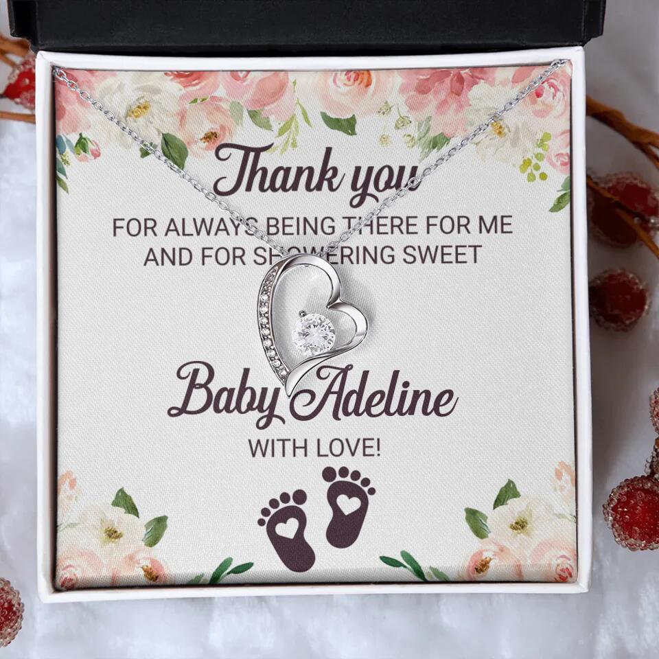 Thank You For Always Being There For Me - Personalized Love Knot Necklace - Baby Shower Hostess Thank You Gift - Image 25