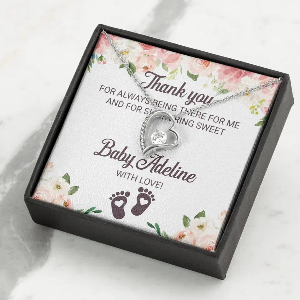 Thank You For Always Being There For Me - Personalized Love Knot Necklace - Baby Shower Hostess Thank You Gift - Image 26