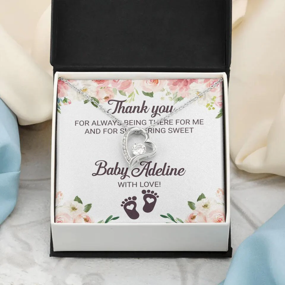 Thank You For Always Being There For Me - Personalized Love Knot Necklace - Baby Shower Hostess Thank You Gift - Image 27