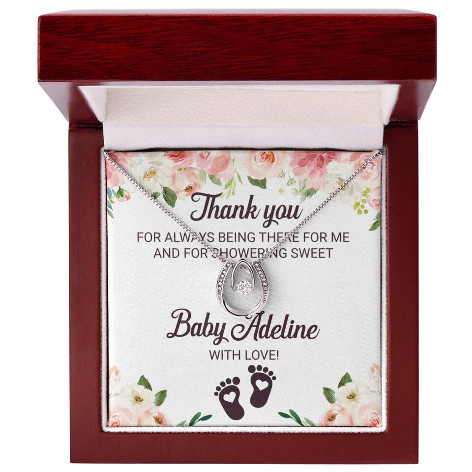 Thank You For Always Being There For Me - Personalized Love Knot Necklace - Baby Shower Hostess Thank You Gift - Image 35