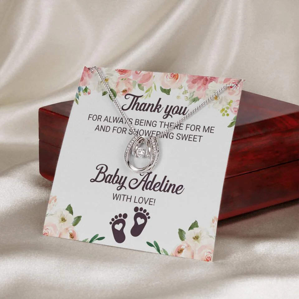 Thank You For Always Being There For Me - Personalized Love Knot Necklace - Baby Shower Hostess Thank You Gift - Image 36