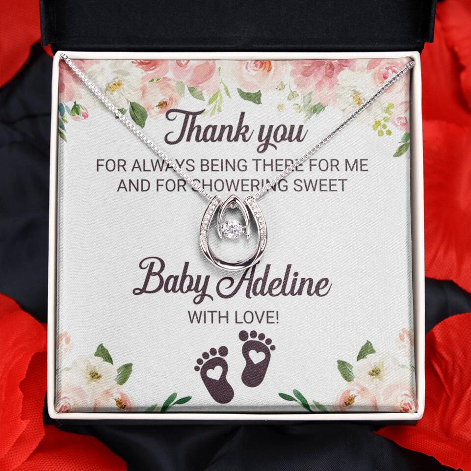 Thank You For Always Being There For Me - Personalized Love Knot Necklace - Baby Shower Hostess Thank You Gift - Image 39