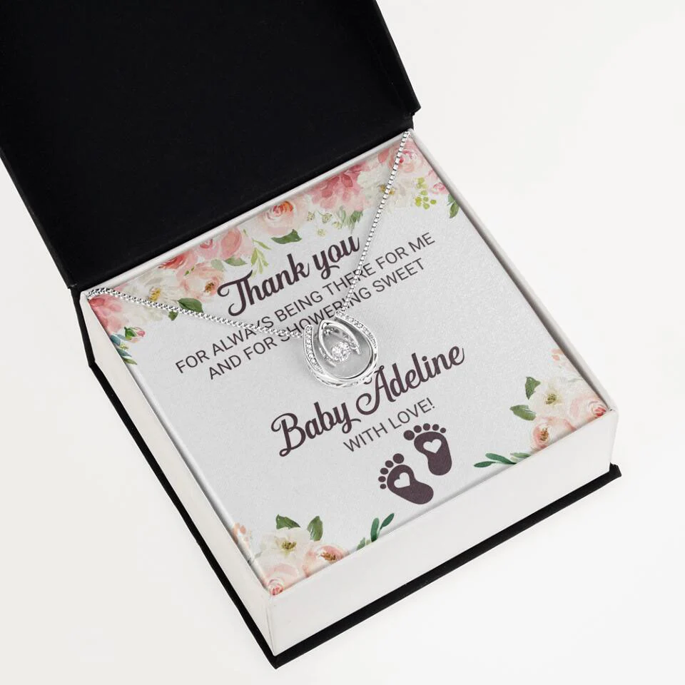Thank You For Always Being There For Me - Personalized Love Knot Necklace - Baby Shower Hostess Thank You Gift - Image 40