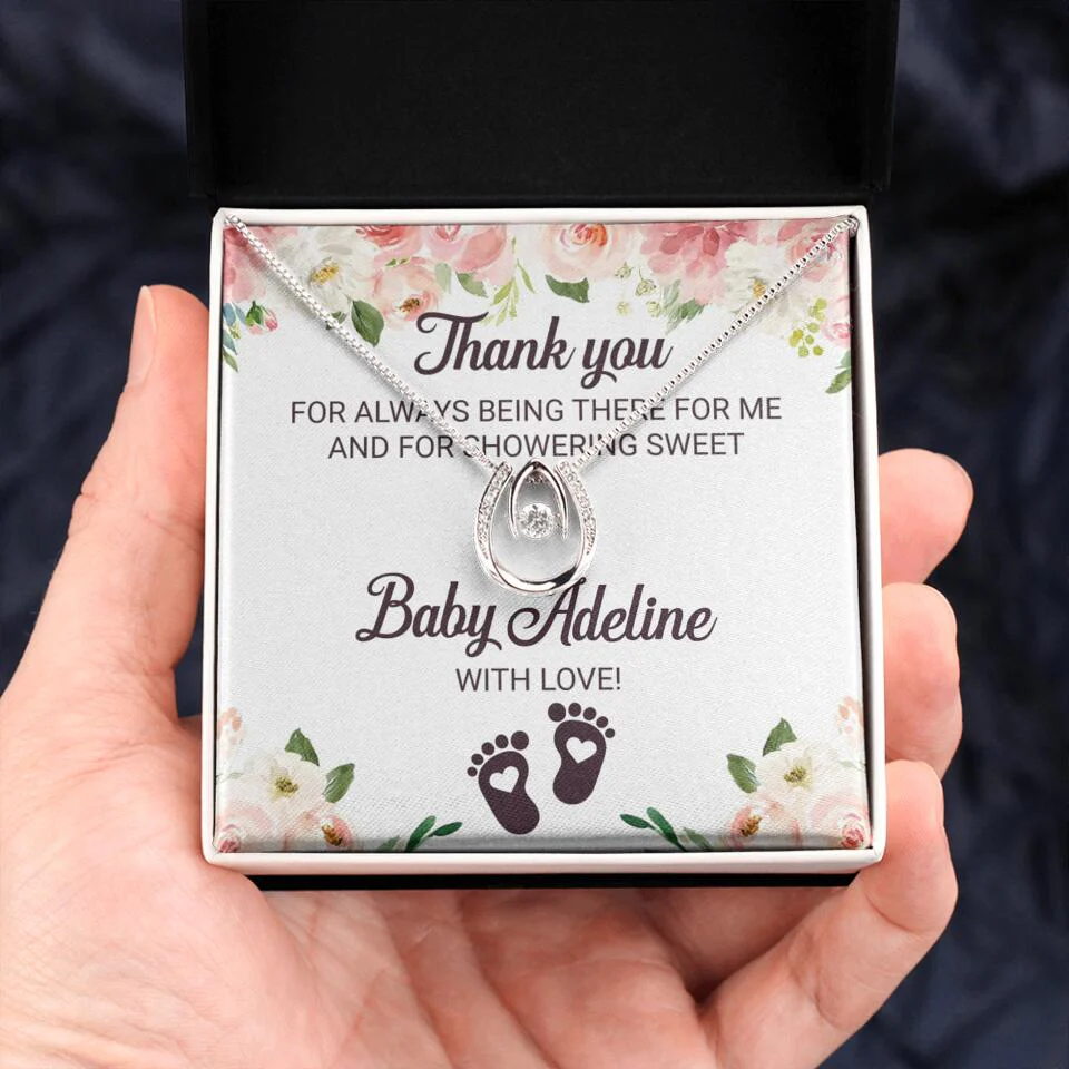 Thank You For Always Being There For Me - Personalized Love Knot Necklace - Baby Shower Hostess Thank You Gift - Image 41