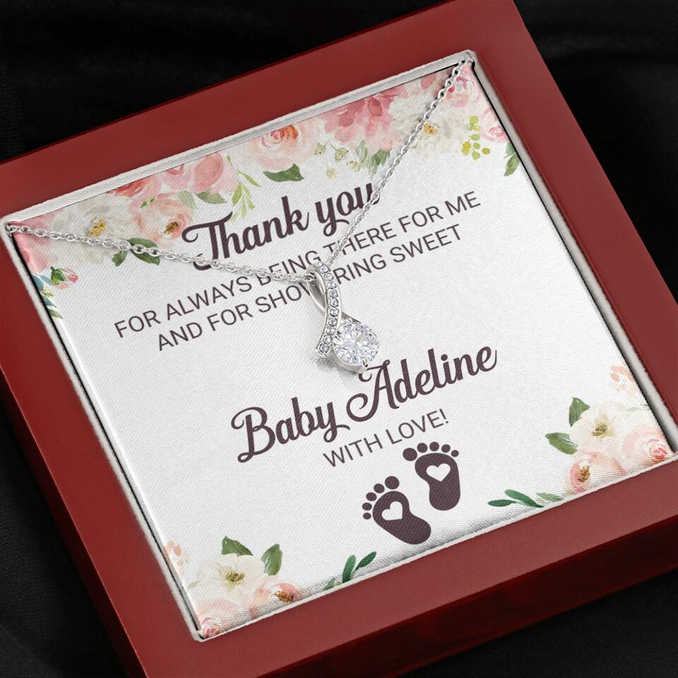 Thank You For Always Being There For Me - Personalized Love Knot Necklace - Baby Shower Hostess Thank You Gift - Image 43