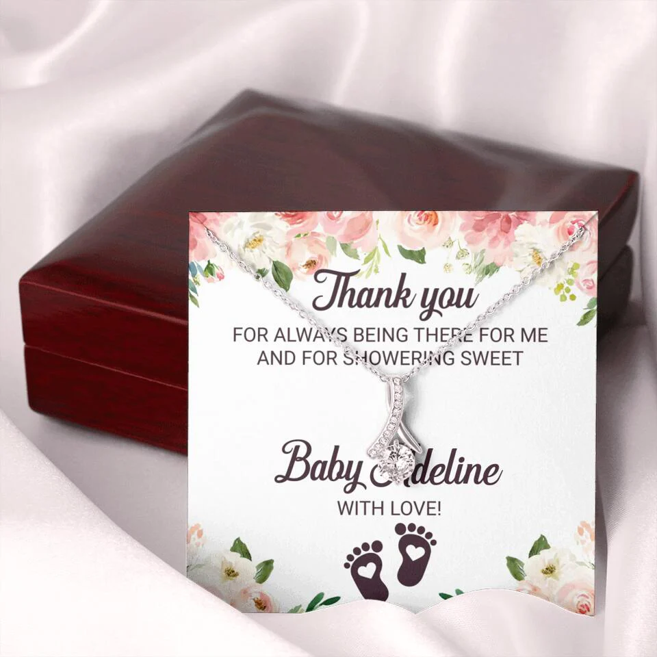 Thank You For Always Being There For Me - Personalized Love Knot Necklace - Baby Shower Hostess Thank You Gift - Image 44