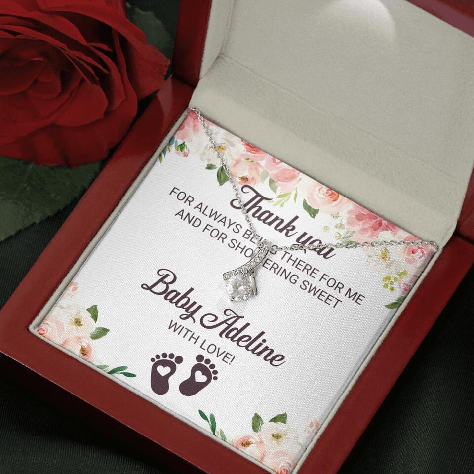 Thank You For Always Being There For Me - Personalized Love Knot Necklace - Baby Shower Hostess Thank You Gift - Image 45