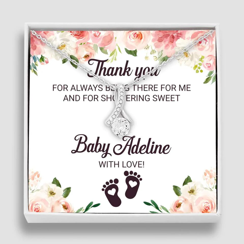 Thank You For Always Being There For Me - Personalized Love Knot Necklace - Baby Shower Hostess Thank You Gift - Image 46