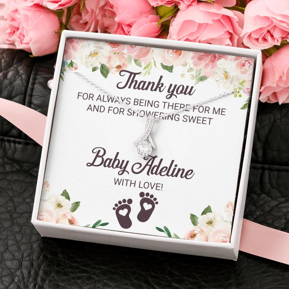 Thank You For Always Being There For Me - Personalized Love Knot Necklace - Baby Shower Hostess Thank You Gift - Image 50