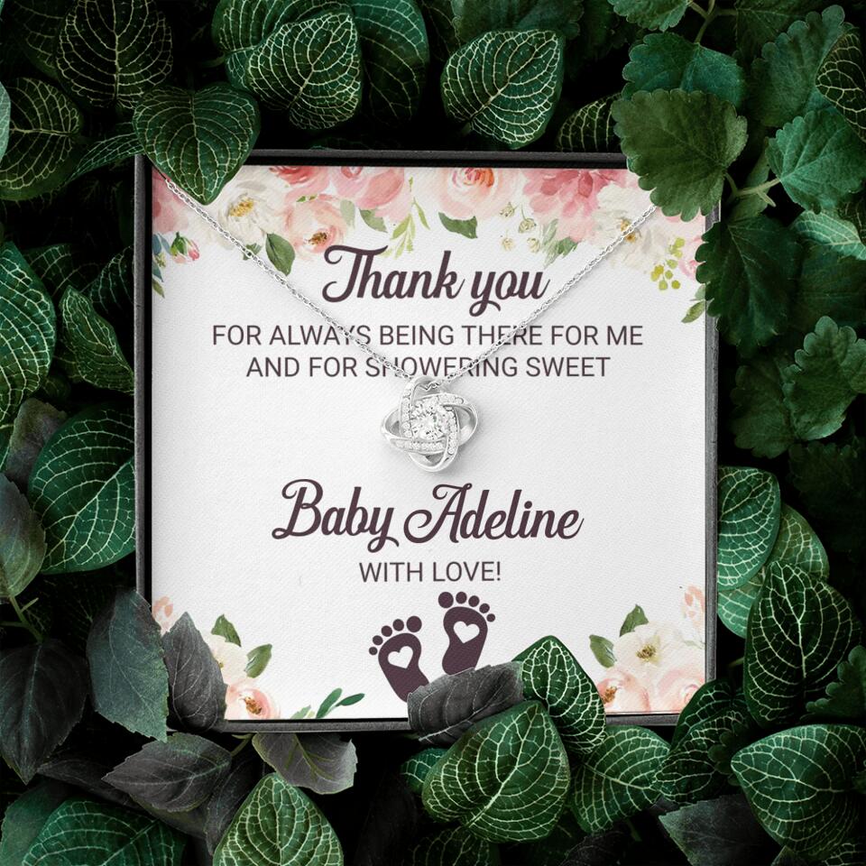 Thank You For Always Being There For Me - Personalized Love Knot Necklace - Baby Shower Hostess Thank You Gift - Image 6