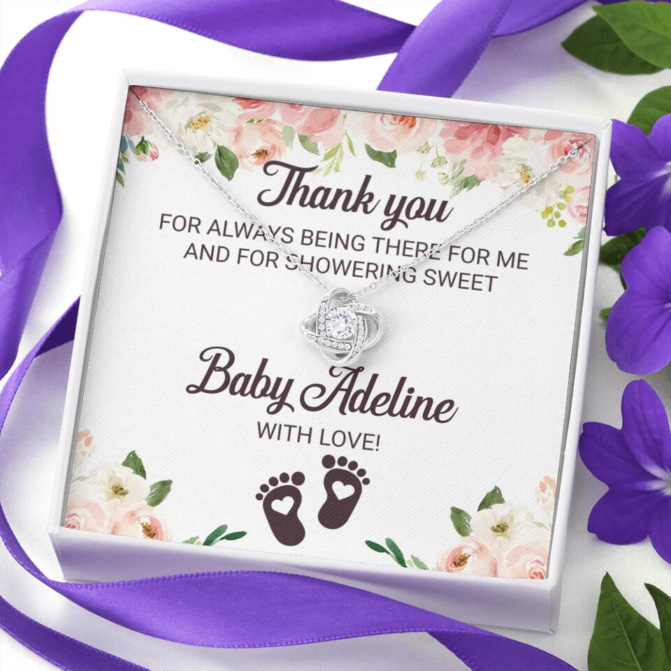 Thank You For Always Being There For Me - Personalized Love Knot Necklace - Baby Shower Hostess Thank You Gift - Image 7