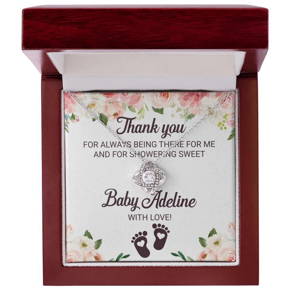 Thank You For Always Being There For Me - Personalized Love Knot Necklace - Baby Shower Hostess Thank You Gift - Image 8