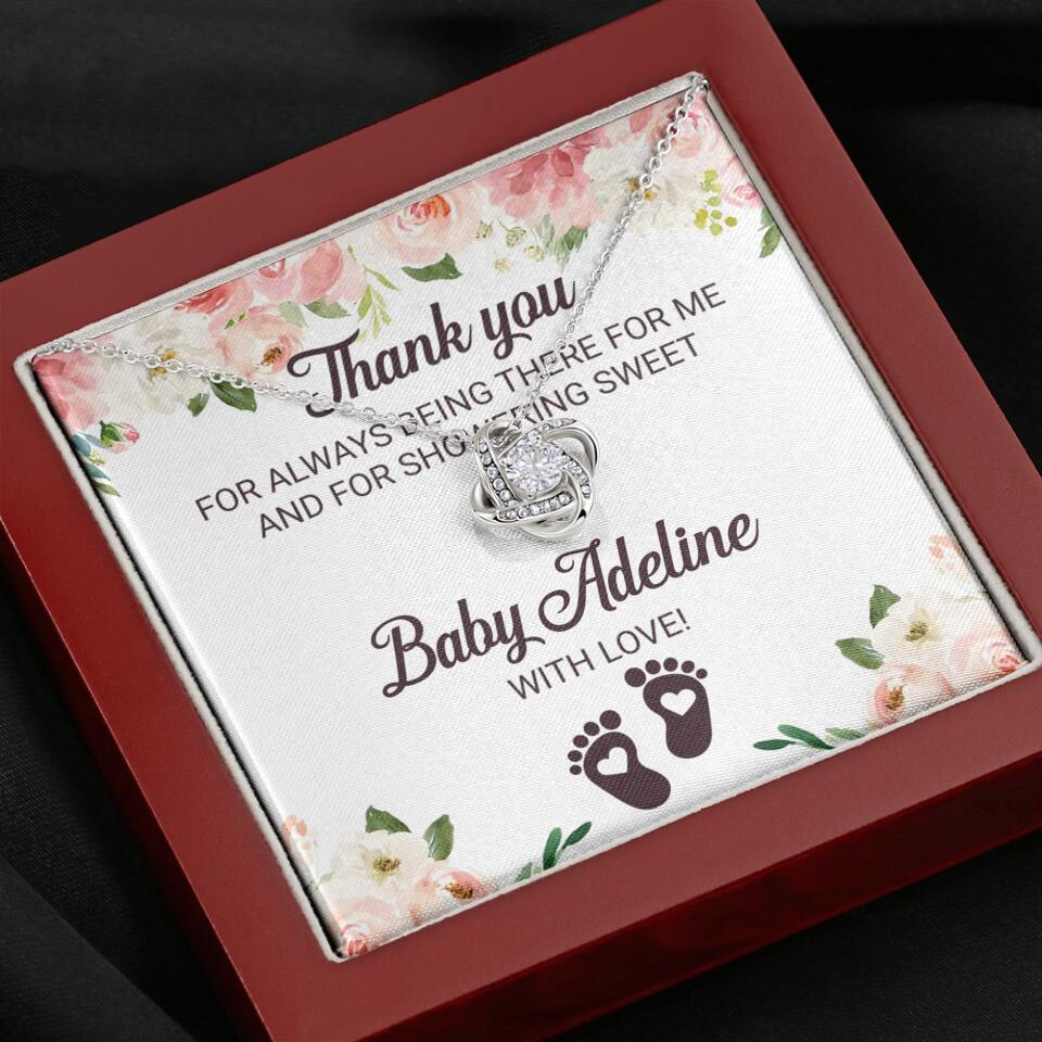 Thank You For Always Being There For Me - Personalized Love Knot Necklace - Baby Shower Hostess Thank You Gift - Image 9