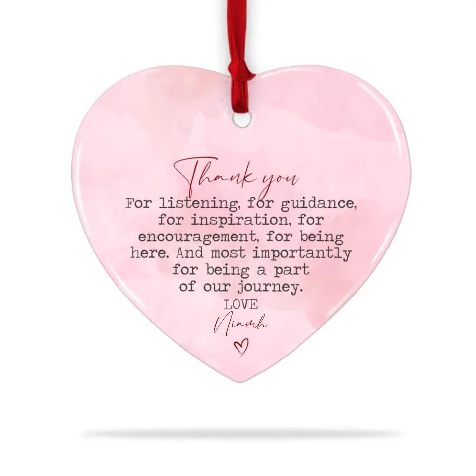 Thank You for Being a Part of Our Journey - Appreciation Gifts - Personalized Name Ornament - Heart-shaped Ornament, Hanging Decor - Image 5