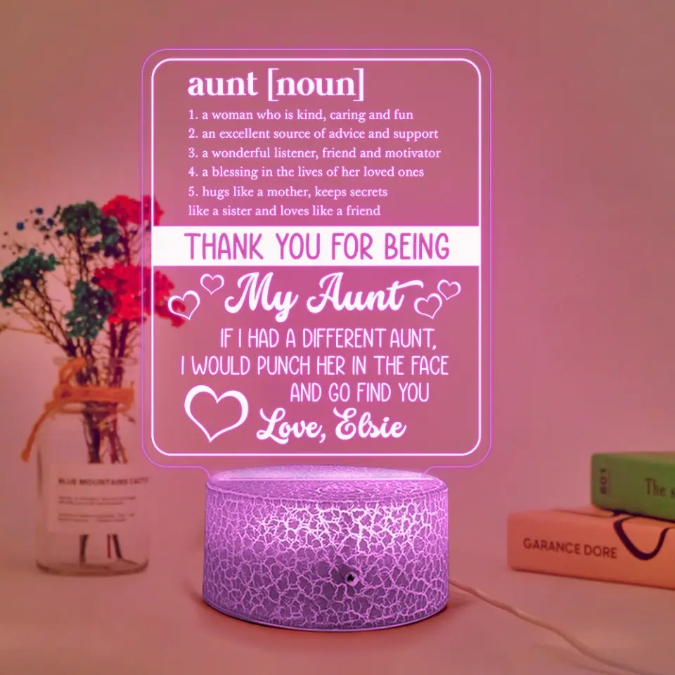 Thank You For Being My Aunt - Personalized 3D LED Light - Image 6