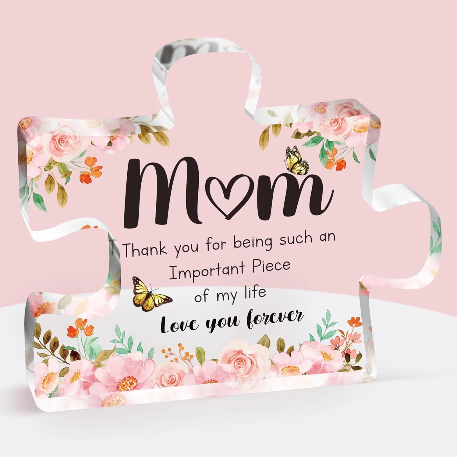 Thank You for Being Such an Important Piece of My Life - Delicate Mom Birthday Gifts from Daughter Son - Puzzle Acrylic Block Puzzle Piece - Mothers Day Birthday Christmas Gifts for Mom - Image 9