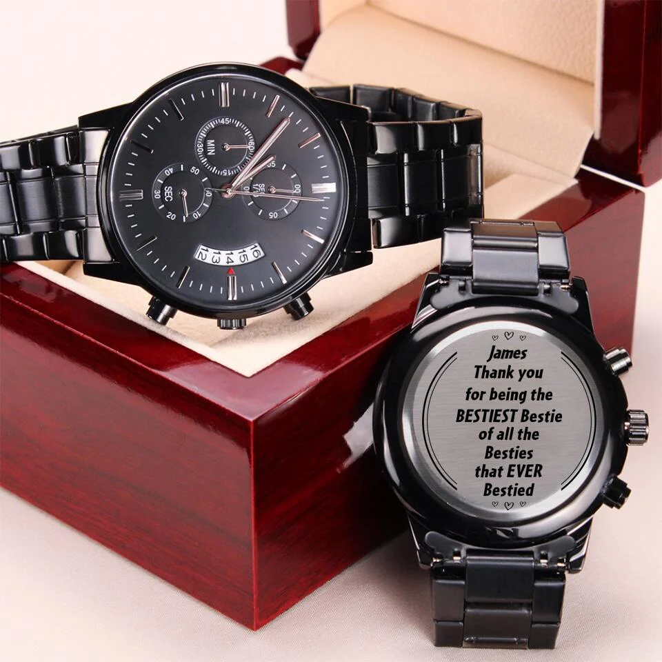 Thank You For Being The Bestiest Bestie - Custom Name Engraved Chronograph Watch - Image 2