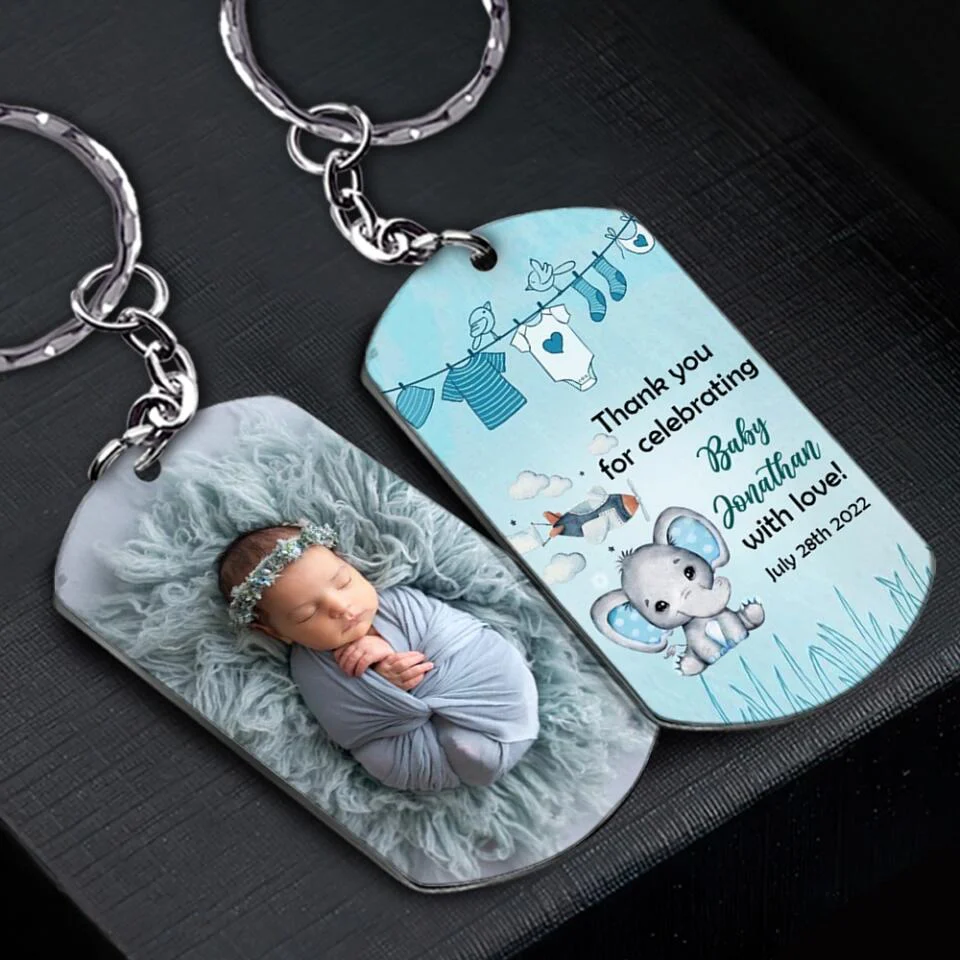 Thank You For Celebrating Baby With Love - Personalized Keychain Steel - Image 3