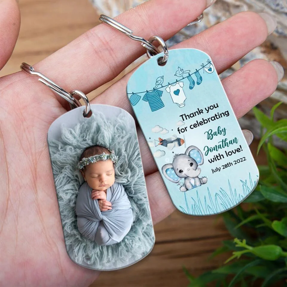 Thank You For Celebrating Baby With Love - Personalized Keychain Steel - Image 4