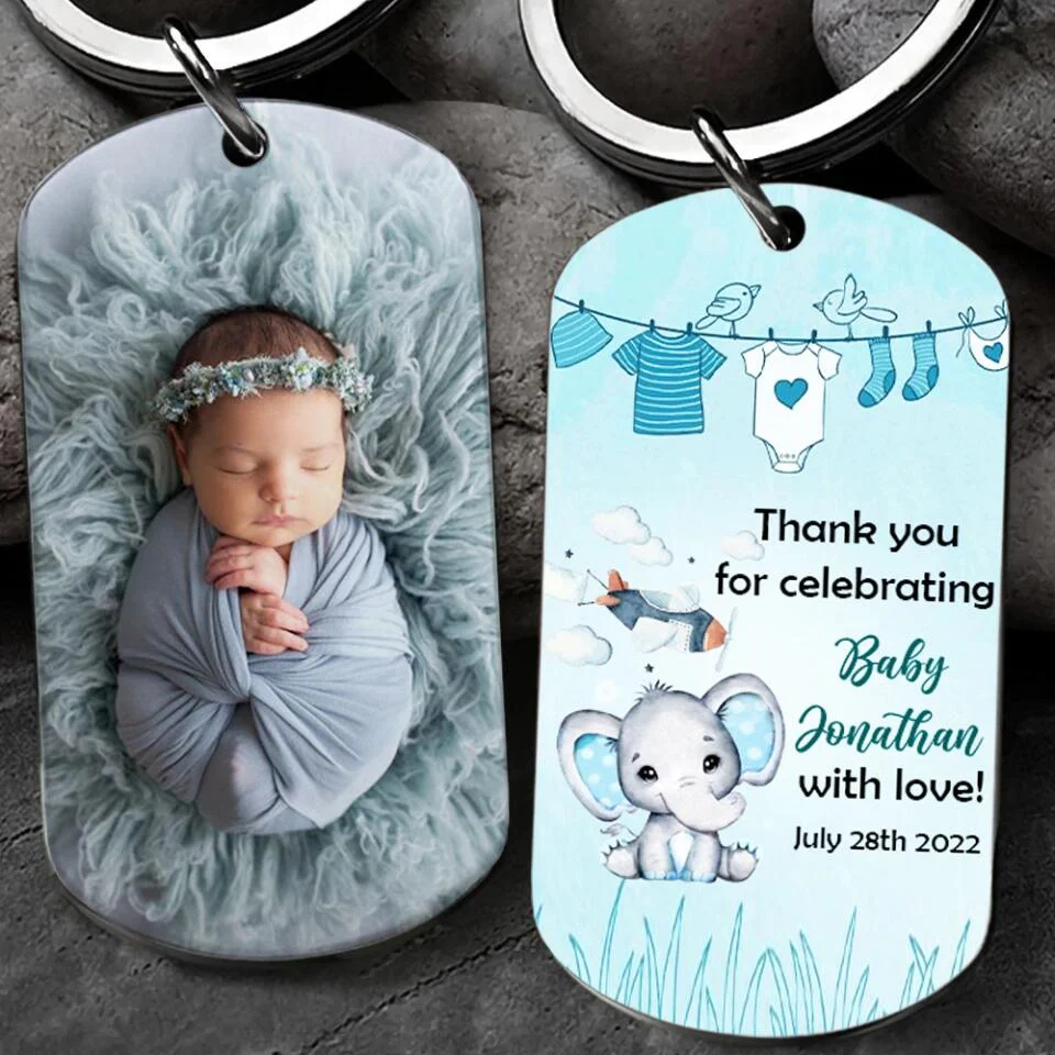 Thank You For Celebrating Baby With Love - Personalized Keychain Steel - Image 5