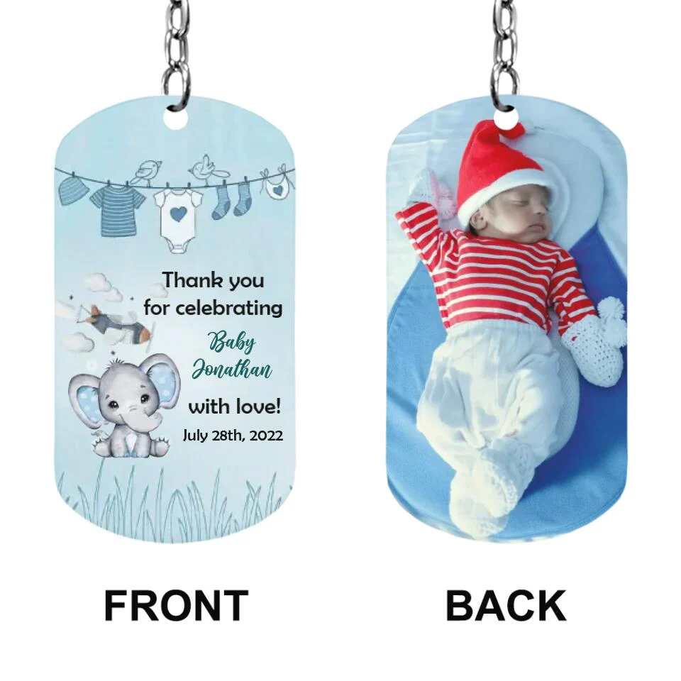 Thank You For Celebrating Baby With Love - Personalized Keychain Steel - Image 6