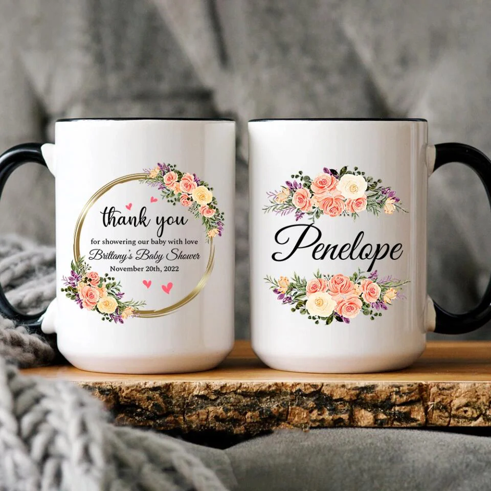 Thank You for Showering Our Baby With Love Personalized Ceramic Mug - Image 4