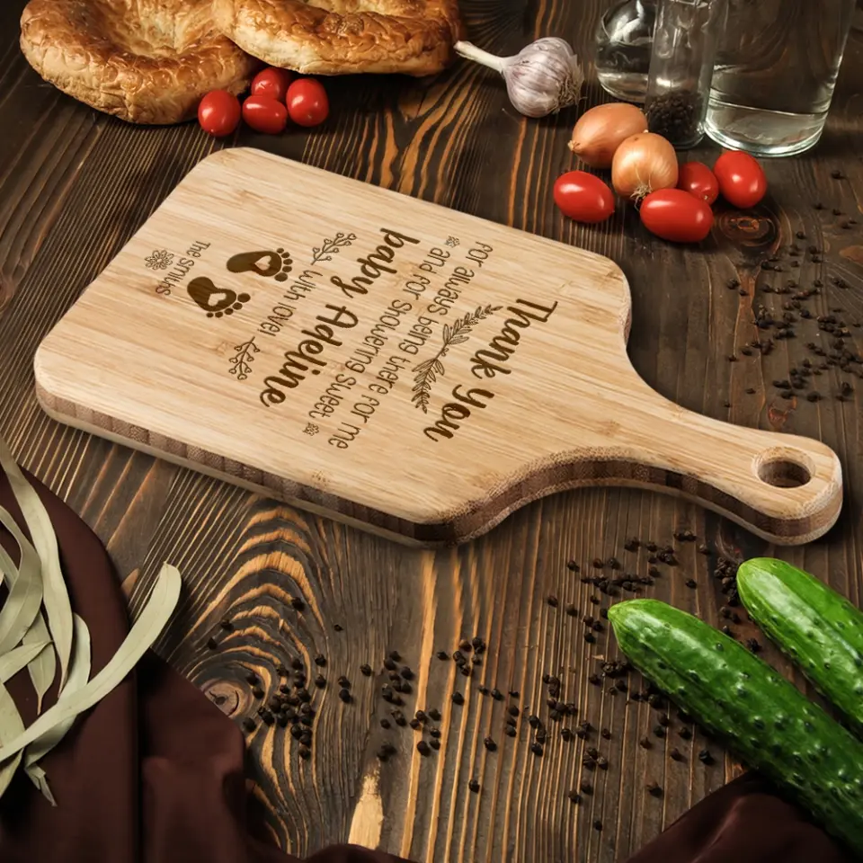 Thank You For Showering Sweet Wood Cutting Board - Image 3