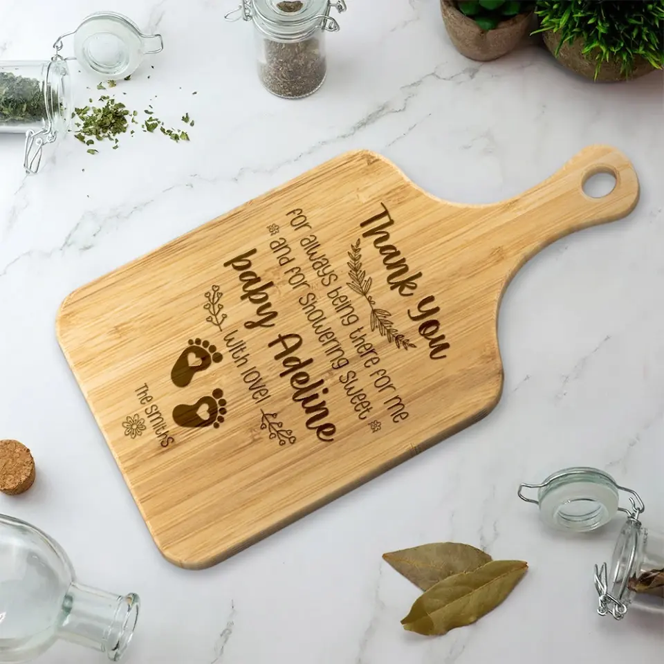 Thank You For Showering Sweet Wood Cutting Board - Image 5