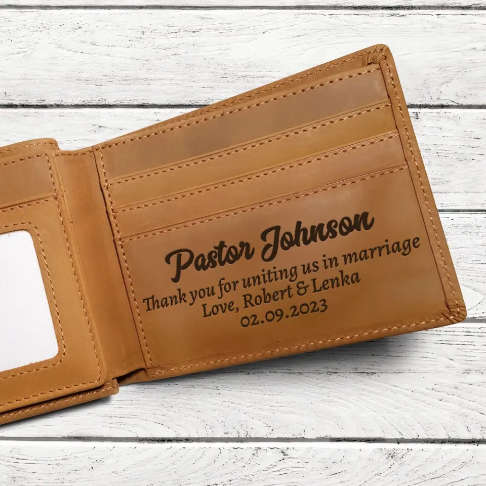 Thank You For Unitting Us In Marriage Custom Leather Wallet Gift For Pastor - Image 5