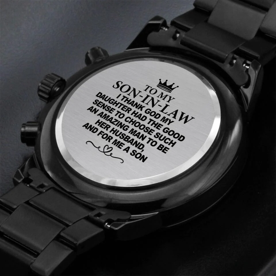Thank You Message To My Son In Law Openwork Watch Anniversary Gift For Him - Image 3