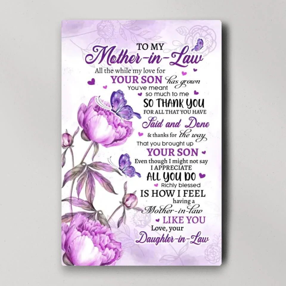 Thank You My Mother-in-Law Custom Canvas Poster Mother's Day Gift - Image 2
