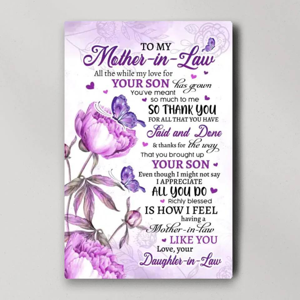 Thank You My Mother-in-Law Custom Canvas Poster Mother's Day Gift - Image 3