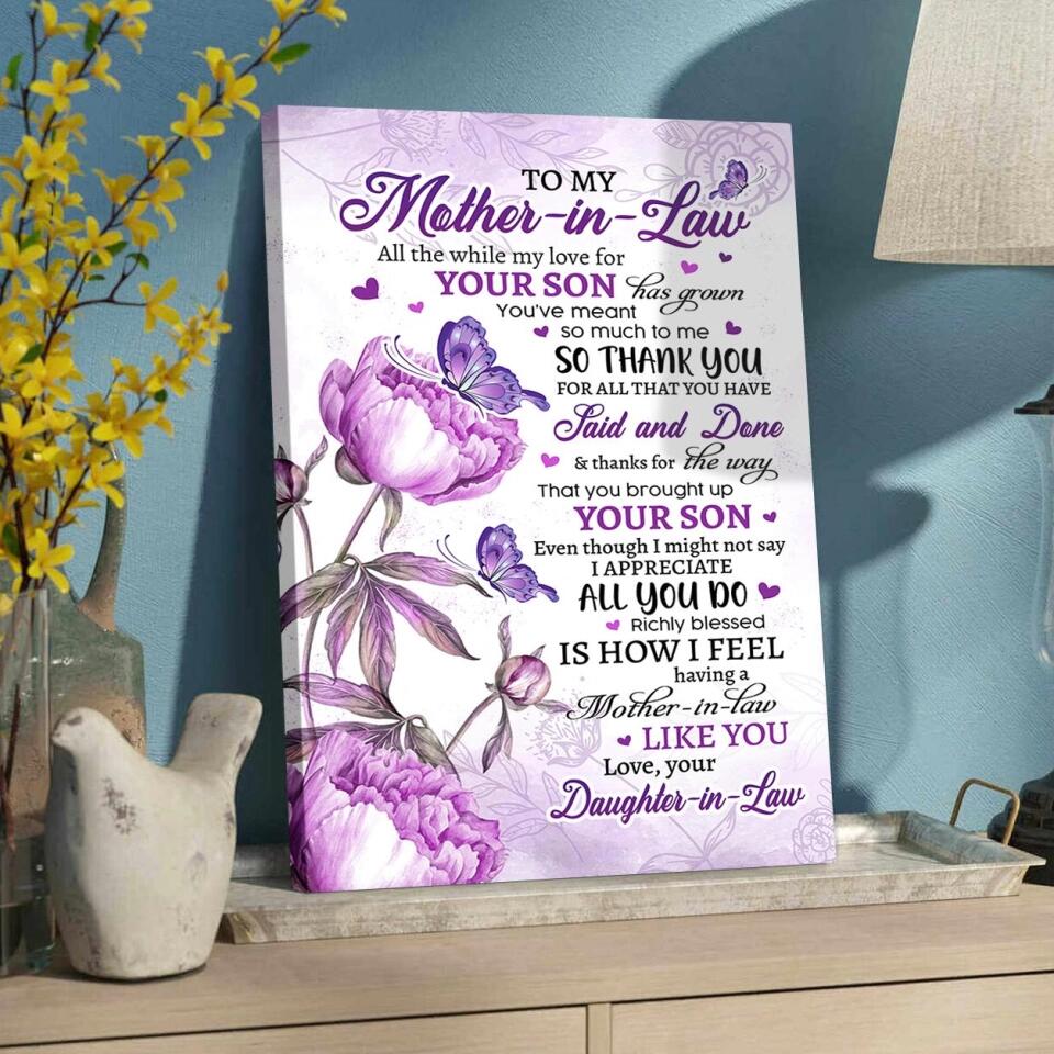 Thank You My Mother-in-Law Custom Canvas Poster Mother's Day Gift - Image 4