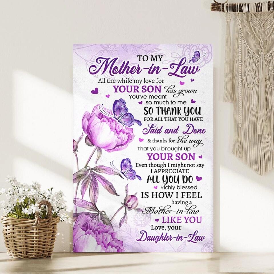 Thank You My Mother-in-Law Custom Canvas Poster Mother's Day Gift - Image 5