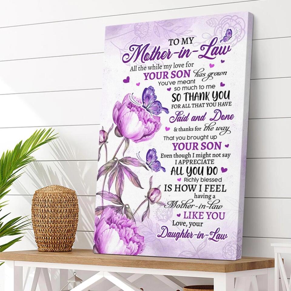 Thank You My Mother-in-Law Custom Canvas Poster Mother's Day Gift - Image 6