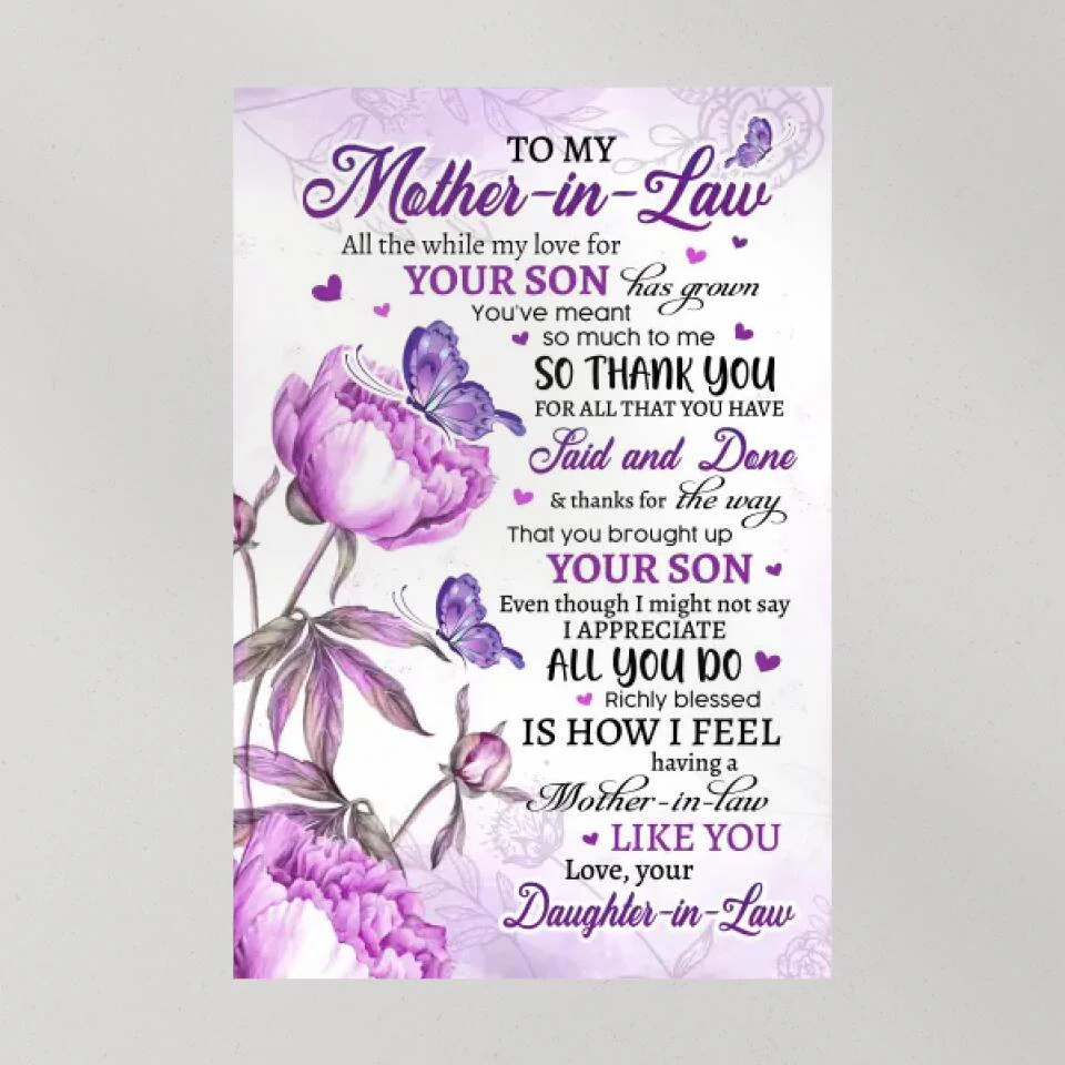 Thank You My Mother-in-Law Custom Canvas Poster Mother's Day Gift - Image 7